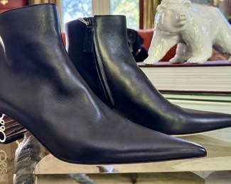 NEW...Loewe signature leather boots with swanky silver heel...size EU 39 (fit 7.5-8) - you have to see these to believe how insane the leather is