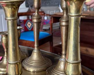 Loads of ANTIQUE brass candles