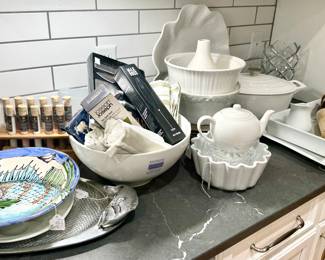 White serving pieces galore