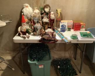 Christmas Santa’s, Christmas lights….all work…paper and boxes