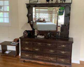 Pine dresser with mirror…measures 62” l x 18” d x 72” h. Presale $100.