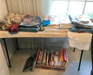Table linens and cookbooks