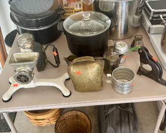 Meat grinder.  Cowbell. Tin Cup.  Sounds like classic rock bands.