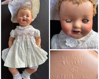 Effanbee Lovums smocked dress and bonnet, composition doll