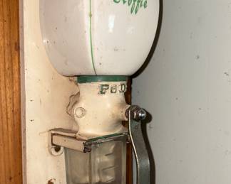 Antique 19c Peter Dienes art deco PeDe wall coffee grinder