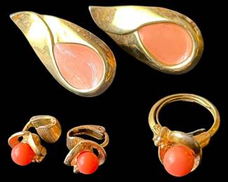 Coral Costume Jewelry Set