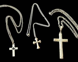 Set of Three Cross Pendant Necklaces