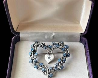 Filligree Heart Shaped Floral Pin