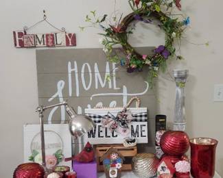 HomeSweetHome Decor, Red Glass, Pottery Barn Lamp