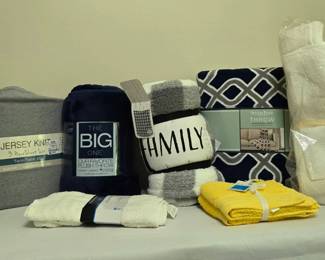 NEW WITH TAGS SHEETS, BLANKETS, AND TOWELS