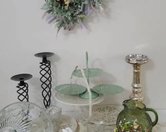 Vintage folding Serving Trays,Japanese Mini Pitchers, Crochet Round Tablecloth