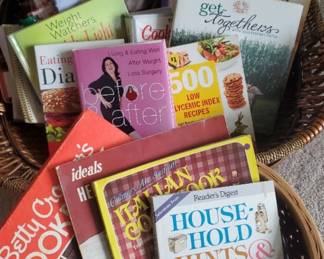 Basket of Cookbooks William Sonoma to Betty Crocker