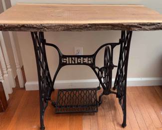 Live Edge Wood On Singer Sewing Base