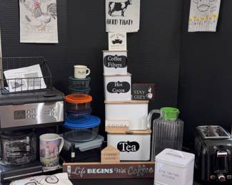 Crux Coffee Maker, Sunbeam Toaster, Kitchen Storage