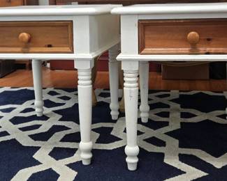 2 Repainted White And Brown Wood Side Tables