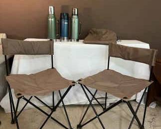 Camping Chairs And Multiple Thermos