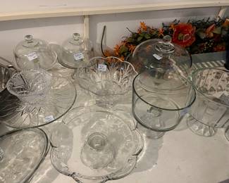 Large Assortment of Glass Serving Pieces