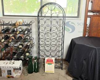 Black Metal Wine Rack, 30 Bottle Capacity, Freestanding Design