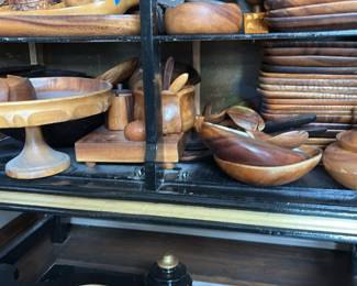 Wooden Tableware Set, Bowls, Plates, Serving Utensils, Natural Wood Finish