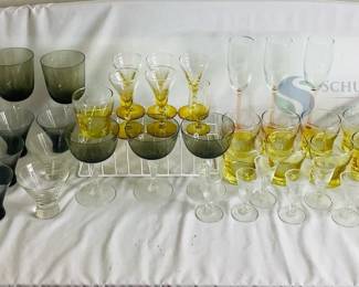 Glassware Set: 32 Pieces, Mixed Colors and Styles, Decorative Stems