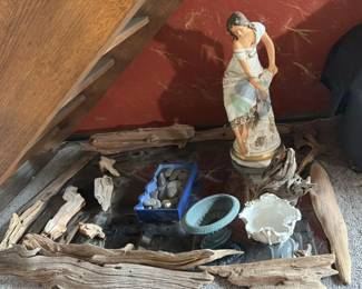 Elegant Multicolor Figurine of Woman with Jug, Ceramic/Porcelain