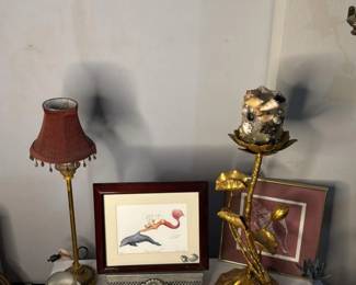 Framed "Sea Maiden" Artwork, Shell Candle Holder, Shell Wreath