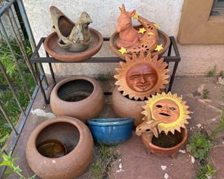 Terracotta Garden Art & Planters, Sun Moon Animal Designs, 12-inch Height Approx.