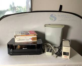 APC Back-UPS 300 Standby UPS, Canon PIXMA MG5220 Printer, Fellowes P55 Shredder
