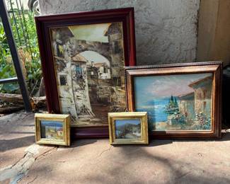Set of Framed Oil Paintings, Various Landscapes & Architecture