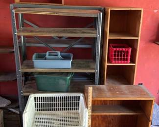 Metal & Wooden Shelving Units, Plastic Stacking Baskets, Multi-material