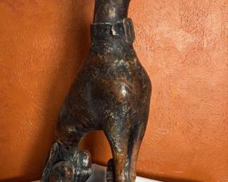 Rands Dog Sculpture, Serial C-13, Rustic Finish, Dark Rust Color