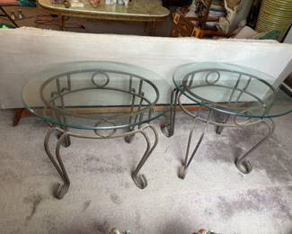 2-Piece Oval Glass-Top Coffee Table Set