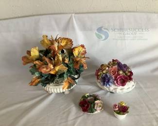 Porcelain Floral Arrangements, Multi-Color, Crown Mark