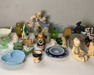 Collectible Figurines and Wedgwood Decorative Plates, Various Colors