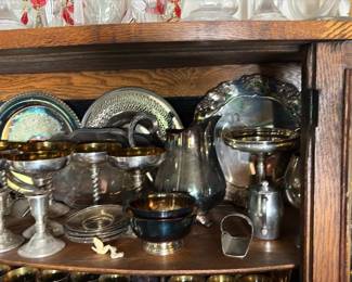 Towle Old Master Embossed Silverplate Tray, Goblets, and Bowls