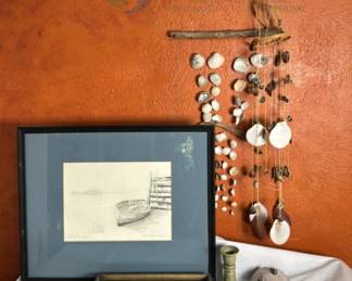 Framed Artwork "Ebbing Tide" by Cassius Coolidge, Pottery by Kilnworks, Wall Hanging