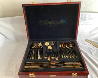 Steinmetz Gold-Tone Cutlery Set, 24-Piece, Box Included