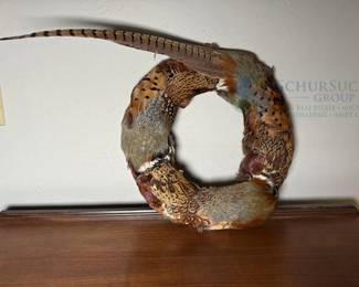 Bird and Nature Art Set with Framed Painting and Feather Wreath