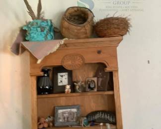 Unique Decorative Baskets, Turquoise and Natural Brown, Feather Details
