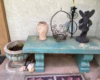 Vintage Garden Planter Pot, Concrete or Stone, 12" Height