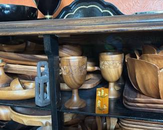Wooden Tableware Set, Acacia Wood, Includes Goblets, Plates, Bowls