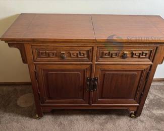 Wooden Buffet Sideboard with Hutch, Slide-out Extensions, Red Interior