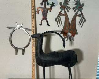 Southwestern Metal Art Sculptures and Wall Hangings, Animal and Kokopelli Designs