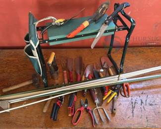 All Pro Gardening Tools Set, Stainless Steel Trowels, 16 Pieces with Kneeler