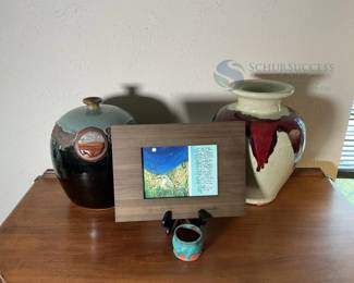 Handcrafted Ceramic Vase, Schultz Design, Red and Cream Glaze