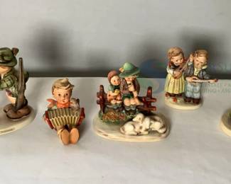 Hummel Figurines Set, Good Hunting & Others, Porcelain, Hand-painted, Germany