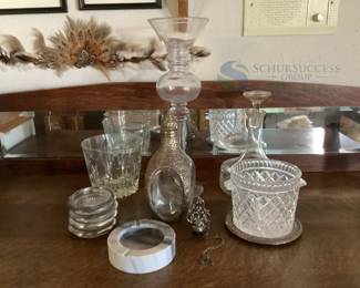 Decorative Glass and Metalware Collection, Vintage Style, Multiple Pieces
