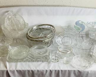 Assorted Decorative Glassware Collection - 25 Pieces, Clear & Frosted Designs
