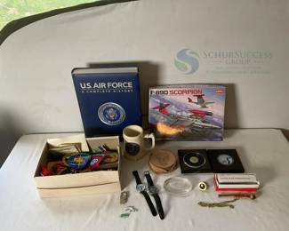 Military Memorabilia Collection with F-89D Scorpion Model Kit
