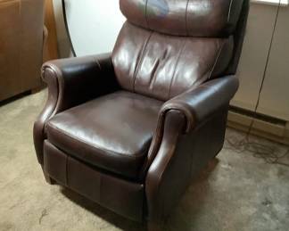 Leather Recliner Chair, Dark Brown, Manual Reclining